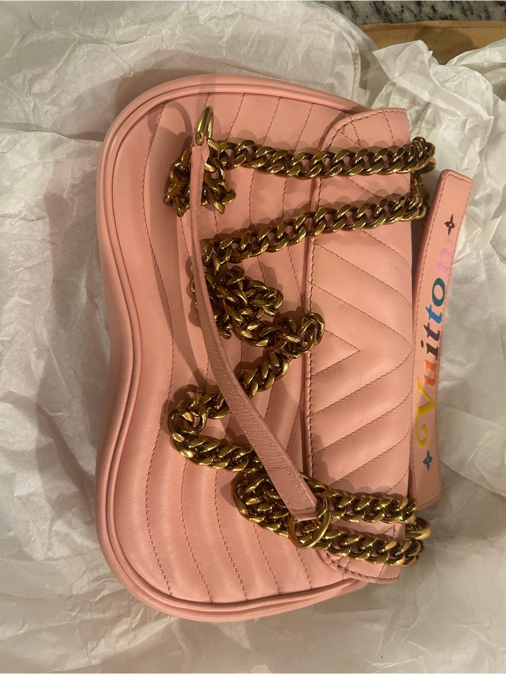 Louis Vuitton Wave Pink Quilted Shoulder Bag with Gold LV Hardware - Picture 3 of 7